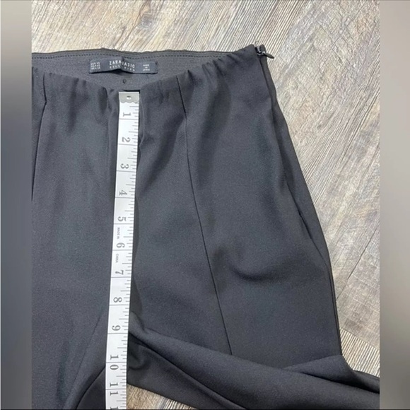 ZARA FRILLY CREPE TROUSERS Bell Bottom Flared Black Pants Size XS - Picture 8 of 9